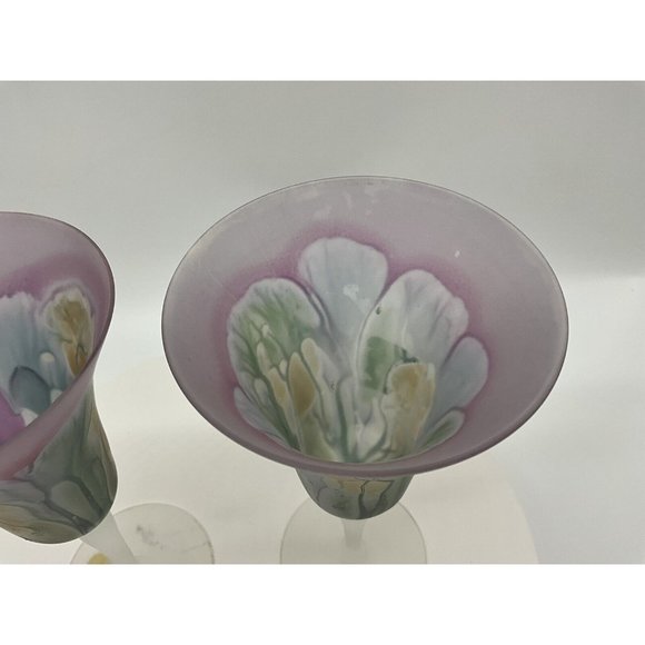 Nouveau Art Glass Hand Painted by RUEVEN Hard to Find Colorful Water Glasses - Picture 13 of 16
